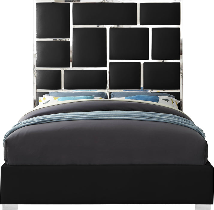 Milan Black Faux Leather Queen Bed - Royal Furniture & Gifts (MI) - Multi Location