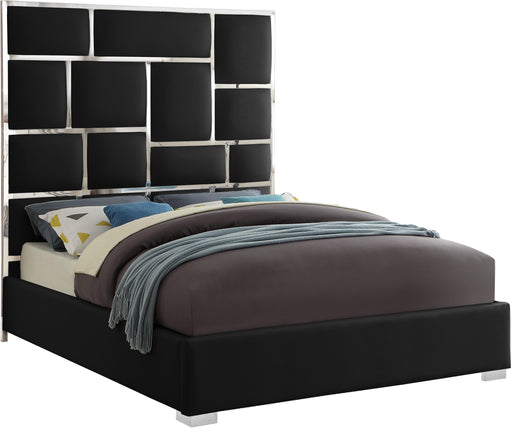 Milan Black Faux Leather Queen Bed - Royal Furniture & Gifts (MI) - Multi Location