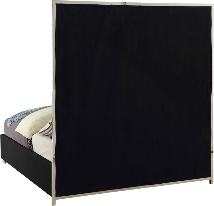 Milan Black Faux Leather Queen Bed - Royal Furniture & Gifts (MI) - Multi Location