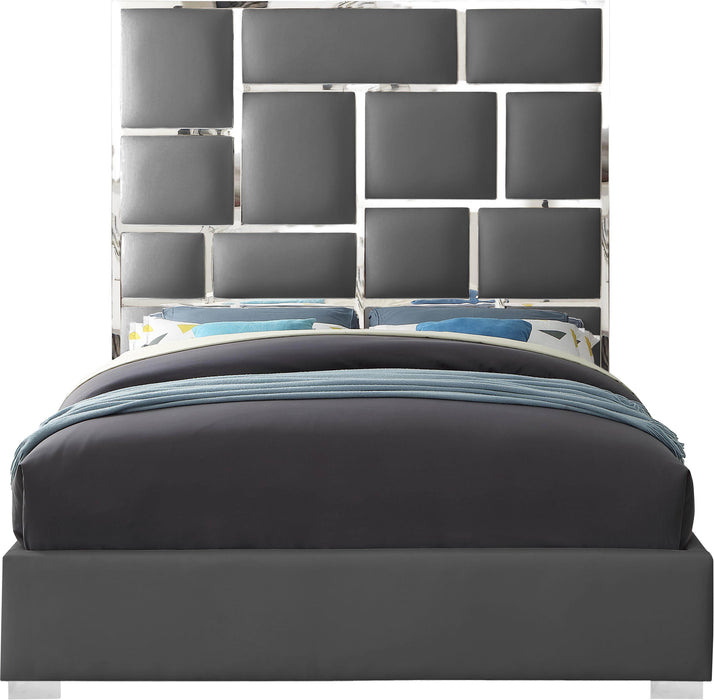Milan Grey Faux Leather Queen Bed - Royal Furniture & Gifts (MI) - Multi Location