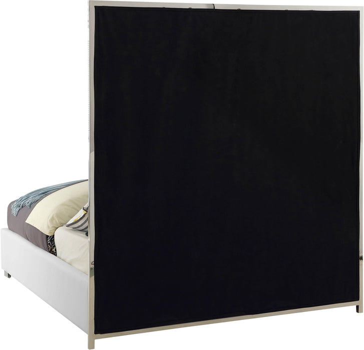 Milan White Faux Leather Queen Bed - Royal Furniture & Gifts (MI) - Multi Location