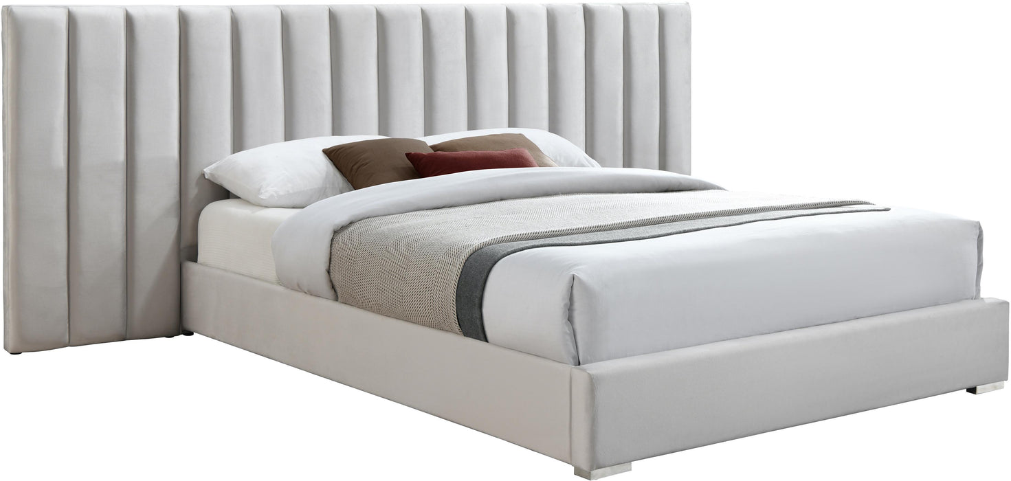 Pablo Cream Velvet Queen Bed - Royal Furniture & Gifts (MI) - Multi Location