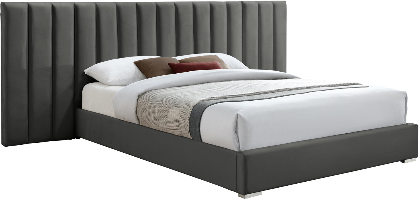 Pablo Grey Velvet Queen Bed - Royal Furniture & Gifts (MI) - Multi Location