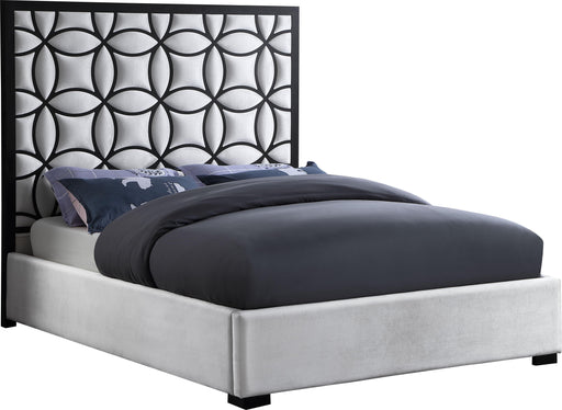 Taj White Velvet Queen Bed - Royal Furniture & Gifts (MI) - Multi Location