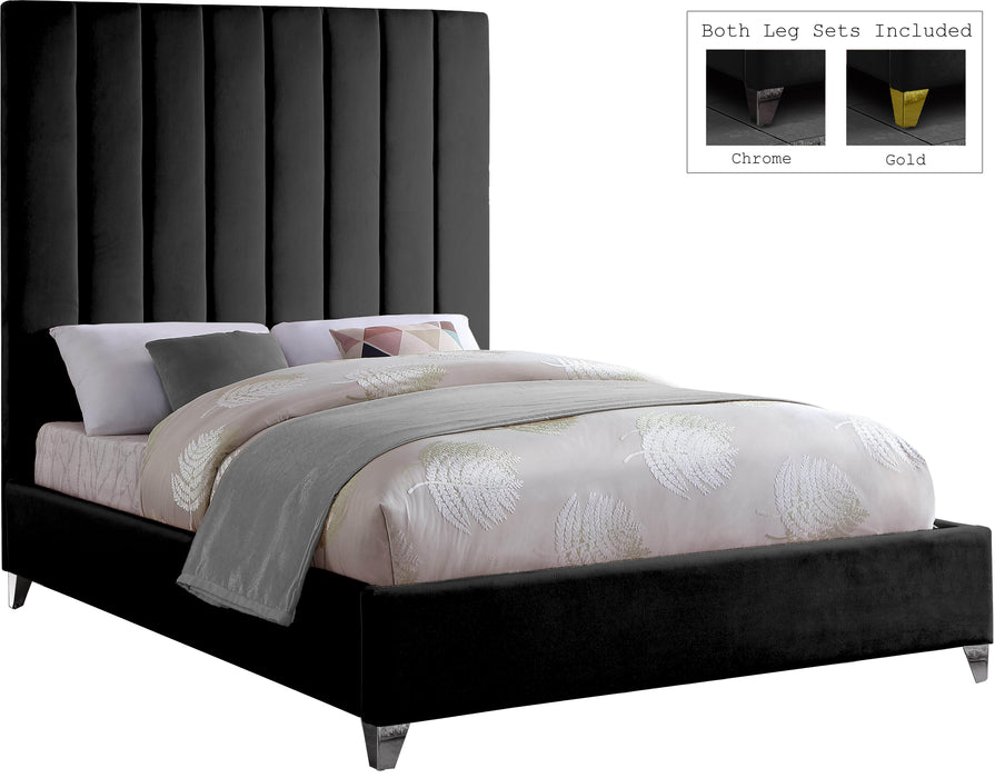 Via Black Velvet Full Bed - Royal Furniture & Gifts (MI) - Multi Location