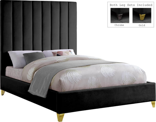 Via Black Velvet King Bed - Royal Furniture & Gifts (MI) - Multi Location