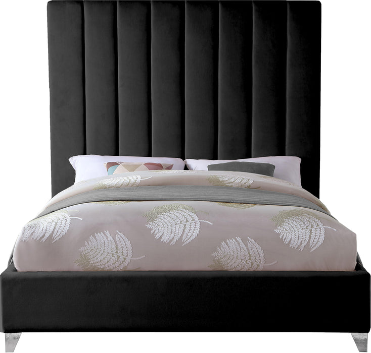 Via Black Velvet Full Bed - Royal Furniture & Gifts (MI) - Multi Location
