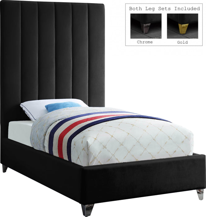 Via Black Velvet Twin Bed - Royal Furniture & Gifts (MI) - Multi Location