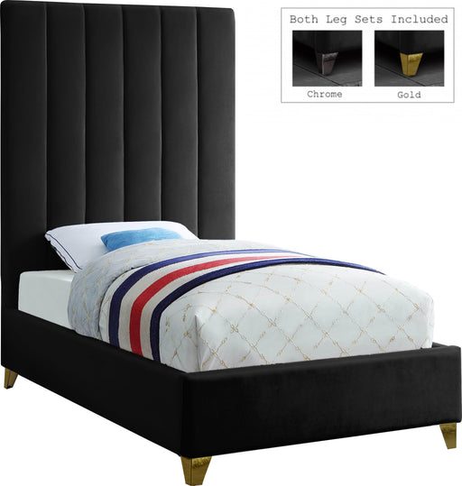 Via Black Velvet Twin Bed - Royal Furniture & Gifts (MI) - Multi Location