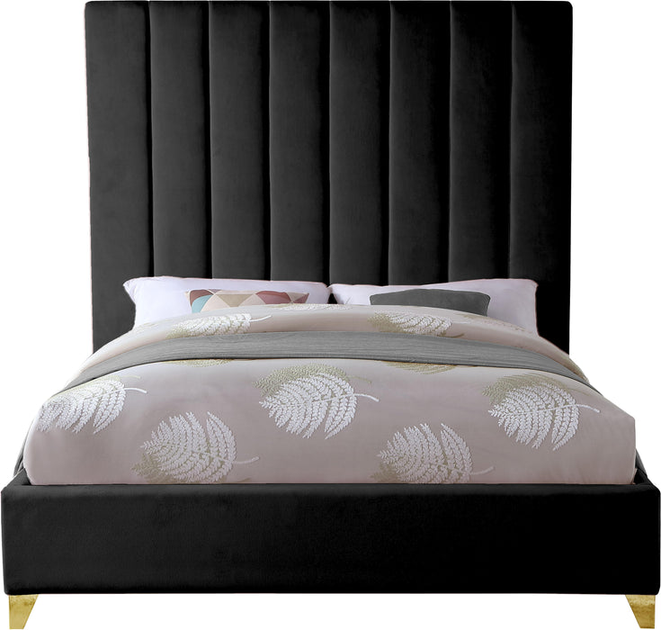 Via Black Velvet Queen Bed - Royal Furniture & Gifts (MI) - Multi Location