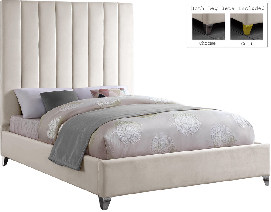 Via Cream Velvet King Bed - Royal Furniture & Gifts (MI) - Multi Location