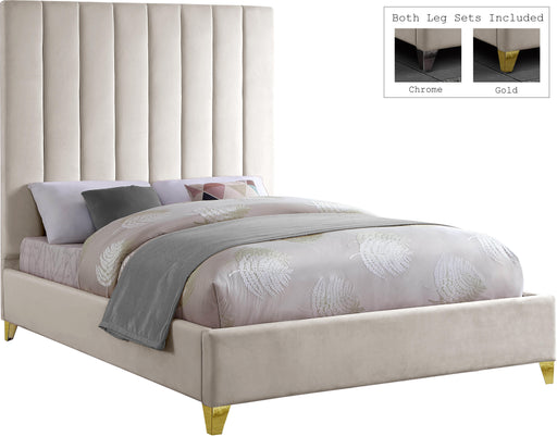 Via Cream Velvet King Bed - Royal Furniture & Gifts (MI) - Multi Location