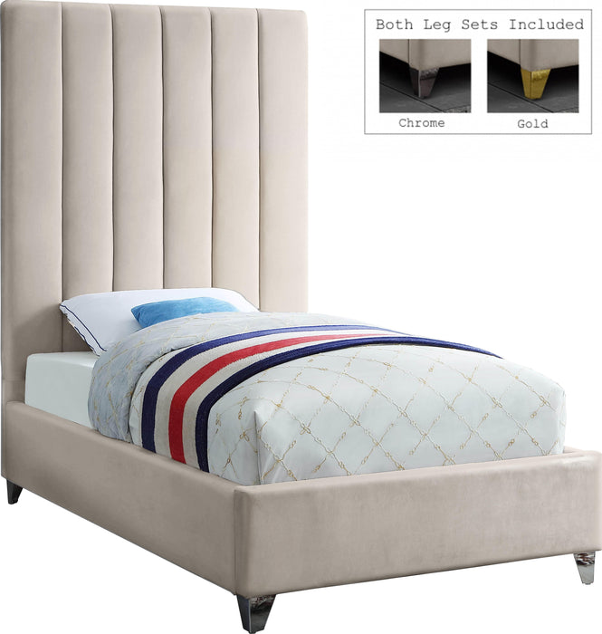 Via Cream Velvet Twin Bed - Royal Furniture & Gifts (MI) - Multi Location