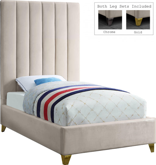 Via Cream Velvet Twin Bed - Royal Furniture & Gifts (MI) - Multi Location
