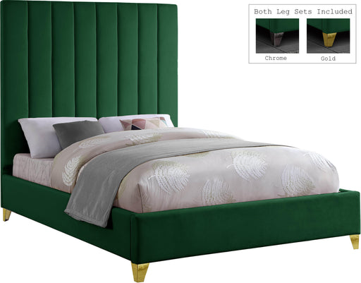 Via Green Velvet King Bed - Royal Furniture & Gifts (MI) - Multi Location
