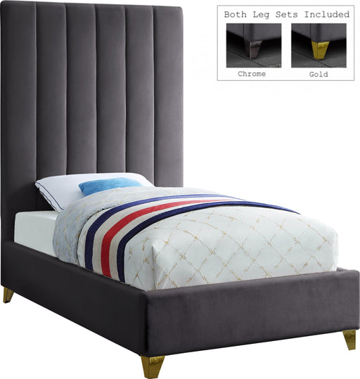 Via Grey Velvet Twin Bed - Royal Furniture & Gifts (MI) - Multi Location