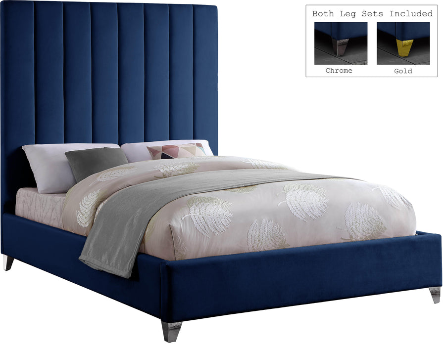 Via Navy Velvet King Bed - Royal Furniture & Gifts (MI) - Multi Location