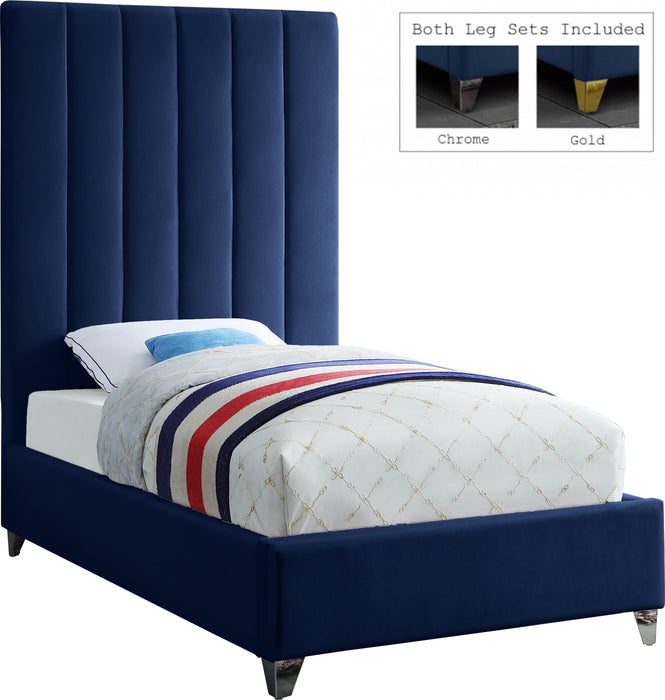 Via Navy Velvet Twin Bed - Royal Furniture & Gifts (MI) - Multi Location