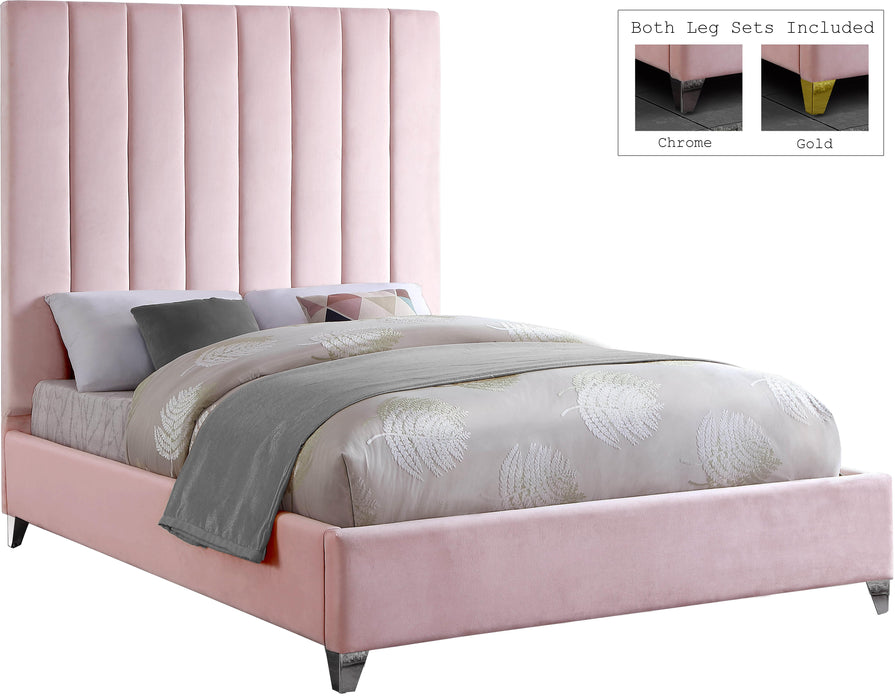 Via Pink Velvet Full Bed - Royal Furniture & Gifts (MI) - Multi Location