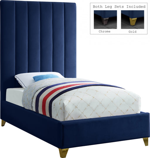 Via Navy Velvet Twin Bed - Royal Furniture & Gifts (MI) - Multi Location
