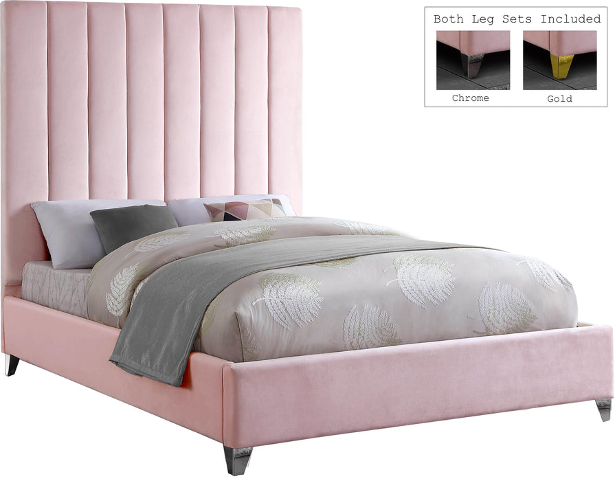 Via Pink Velvet King Bed - Royal Furniture & Gifts (MI) - Multi Location
