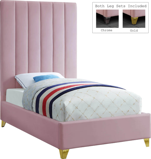 Via Pink Velvet Twin Bed - Royal Furniture & Gifts (MI) - Multi Location