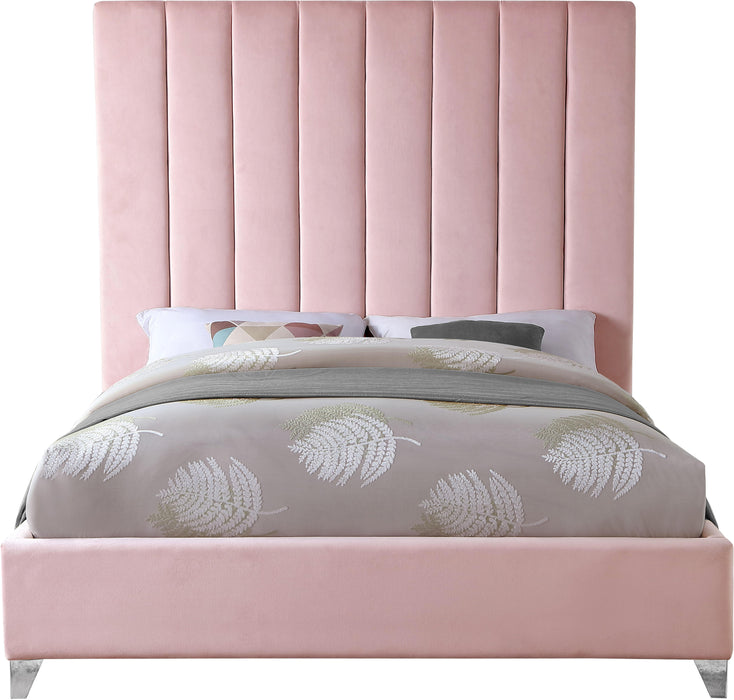 Via Pink Velvet Queen Bed - Royal Furniture & Gifts (MI) - Multi Location