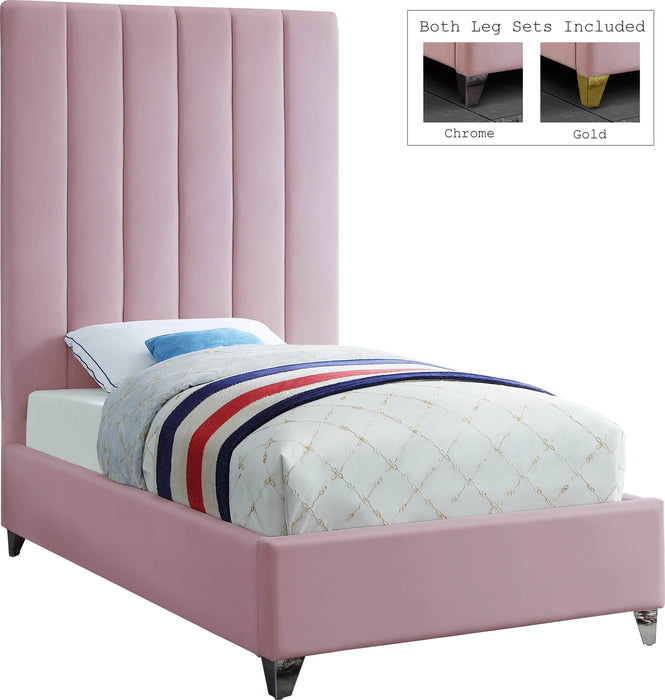 Via Pink Velvet Twin Bed - Royal Furniture & Gifts (MI) - Multi Location