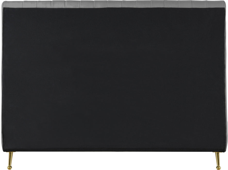 Zara Grey Velvet Queen Bed (3 Boxes) - Royal Furniture & Gifts (MI) - Multi Location