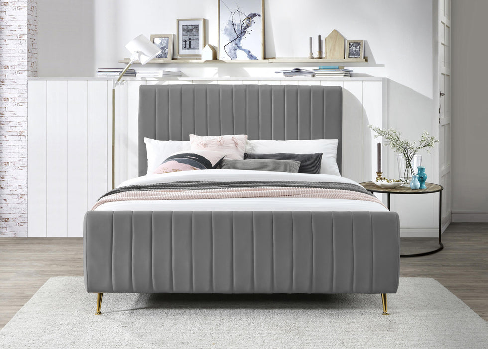 Zara Grey Velvet Full Bed (3 Boxes) - Royal Furniture & Gifts (MI) - Multi Location