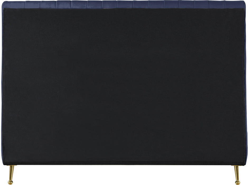 Zara Navy Velvet Queen Bed (3 Boxes) - Royal Furniture & Gifts (MI) - Multi Location