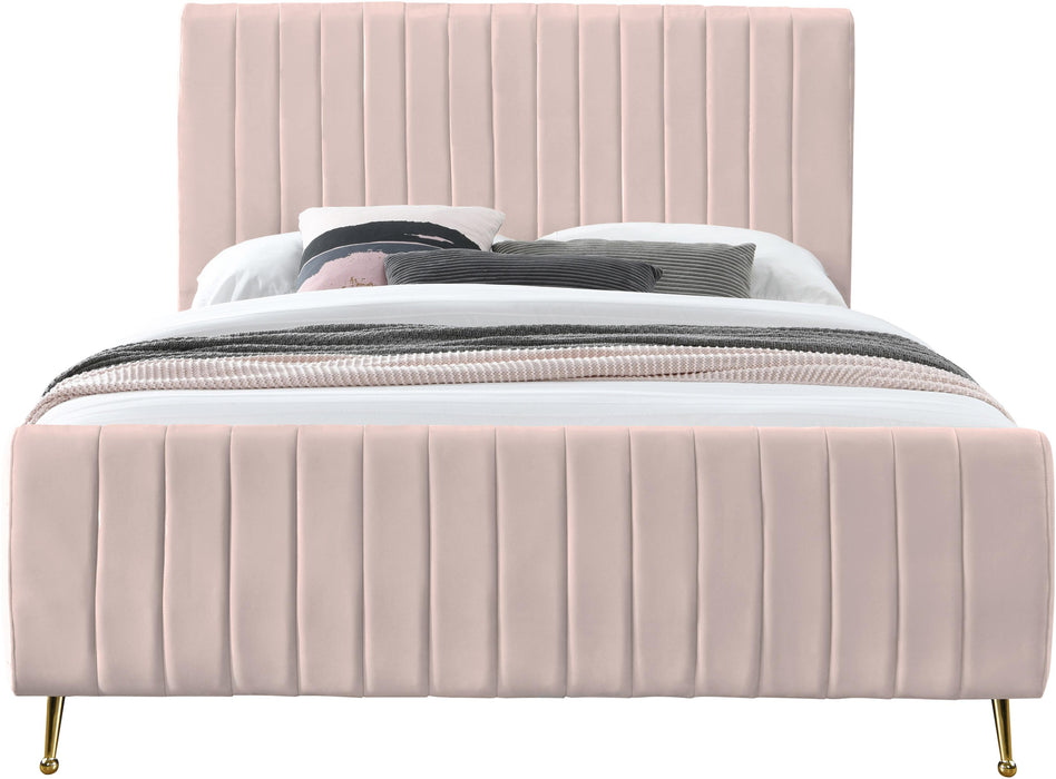 Zara Pink Velvet Queen Bed (3 Boxes) - Royal Furniture & Gifts (MI) - Multi Location