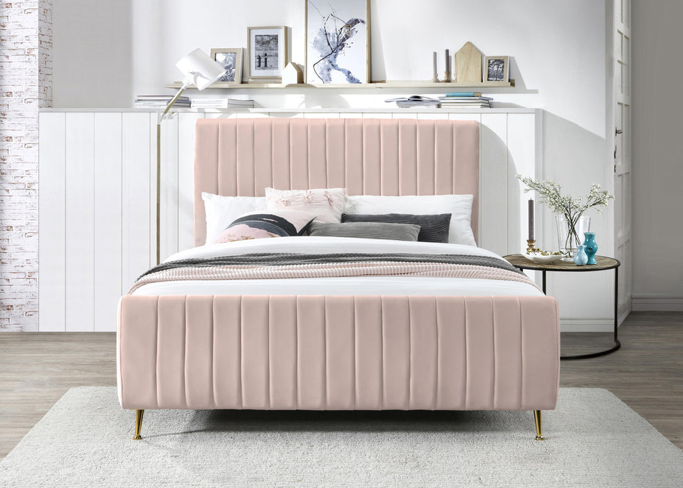 Zara Pink Velvet Full Bed (3 Boxes) - Royal Furniture & Gifts (MI) - Multi Location