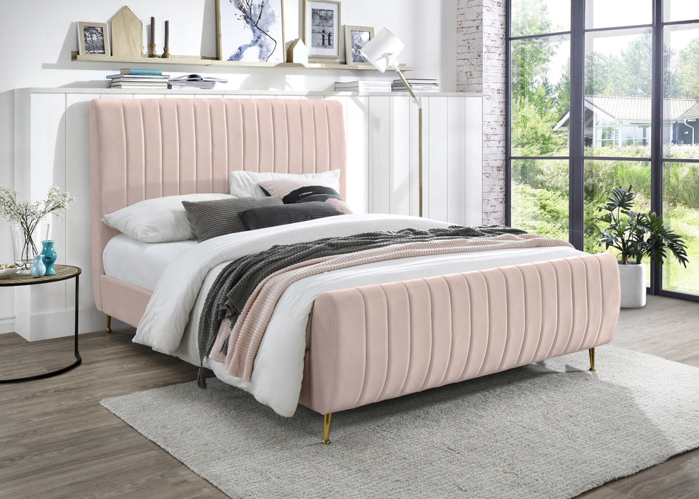 Zara Pink Velvet Full Bed (3 Boxes) - Royal Furniture & Gifts (MI) - Multi Location
