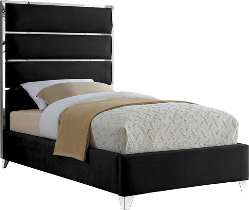 Zuma Black Velvet Twin Bed - Royal Furniture & Gifts (MI) - Multi Location