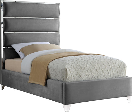 Zuma Grey Velvet Twin Bed - Royal Furniture & Gifts (MI) - Multi Location