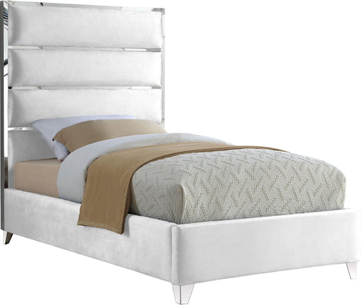 Zuma White Velvet Twin Bed - Royal Furniture & Gifts (MI) - Multi Location