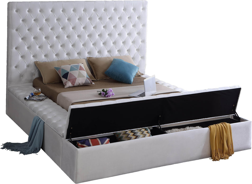 Bliss White Velvet Queen Bed (3 Boxes) - Royal Furniture & Gifts (MI) - Multi Location