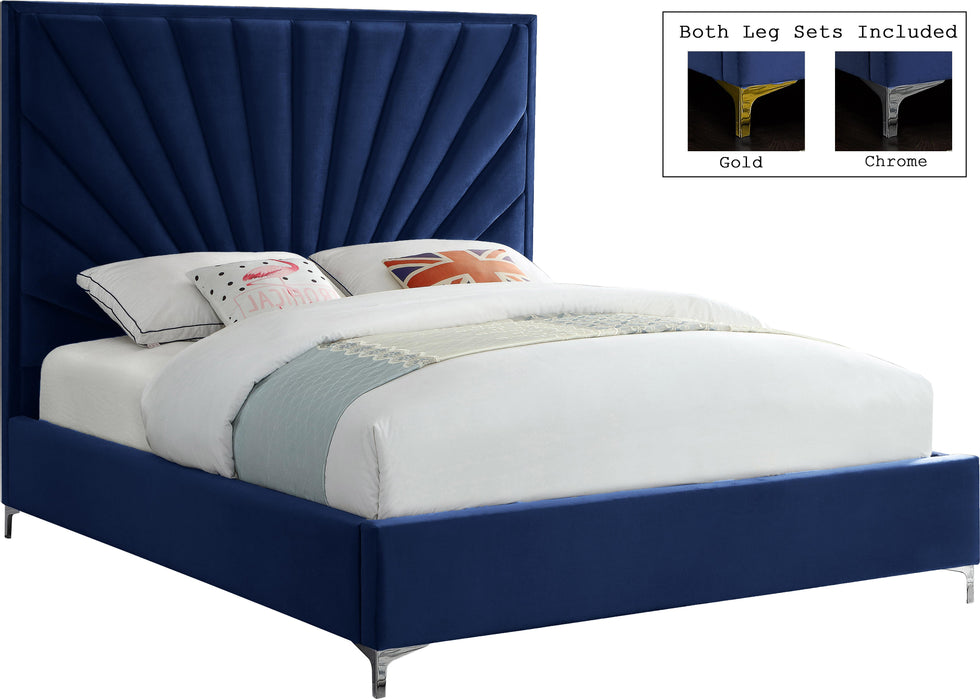 Eclipse Navy Velvet Queen Bed - Royal Furniture & Gifts (MI) - Multi Location