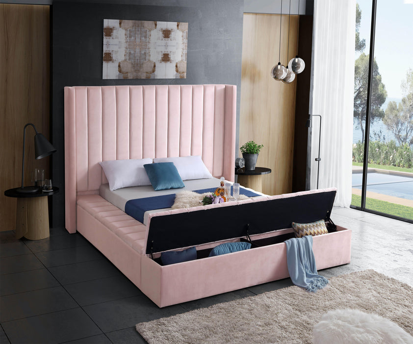 Kiki Pink Velvet Full Bed (3 Boxes) - Royal Furniture & Gifts (MI) - Multi Location