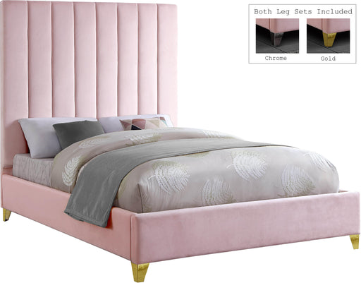 Via Pink Velvet King Bed - Royal Furniture & Gifts (MI) - Multi Location