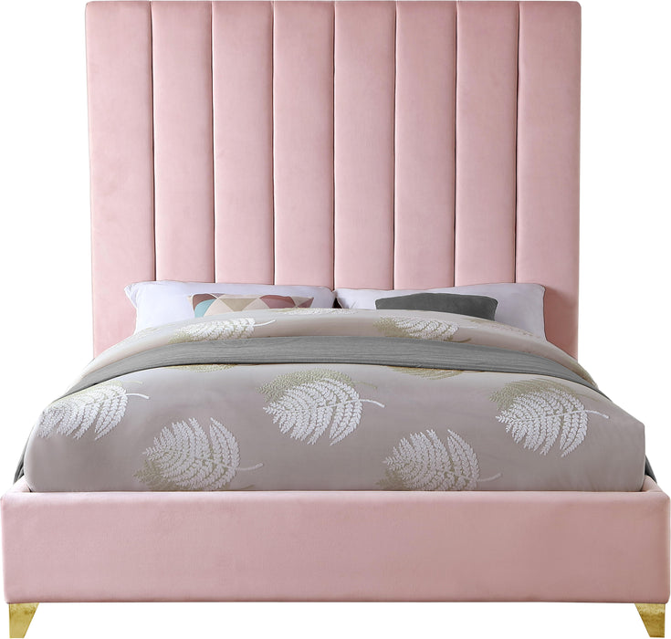 Via Pink Velvet Full Bed - Royal Furniture & Gifts (MI) - Multi Location