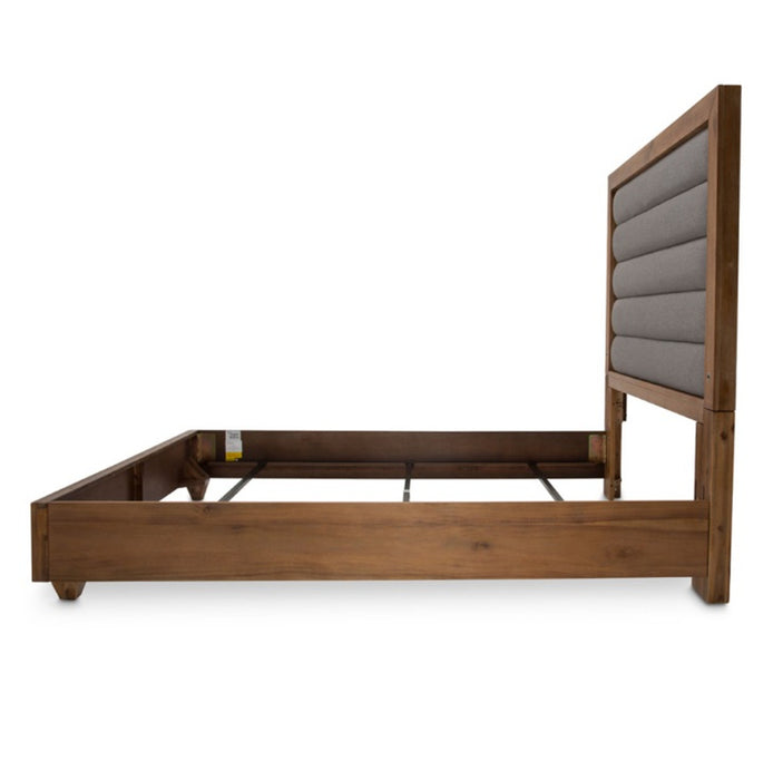 AICO Brooklyn Walk King Channel Tufted Panel Bed in Burnt Umber