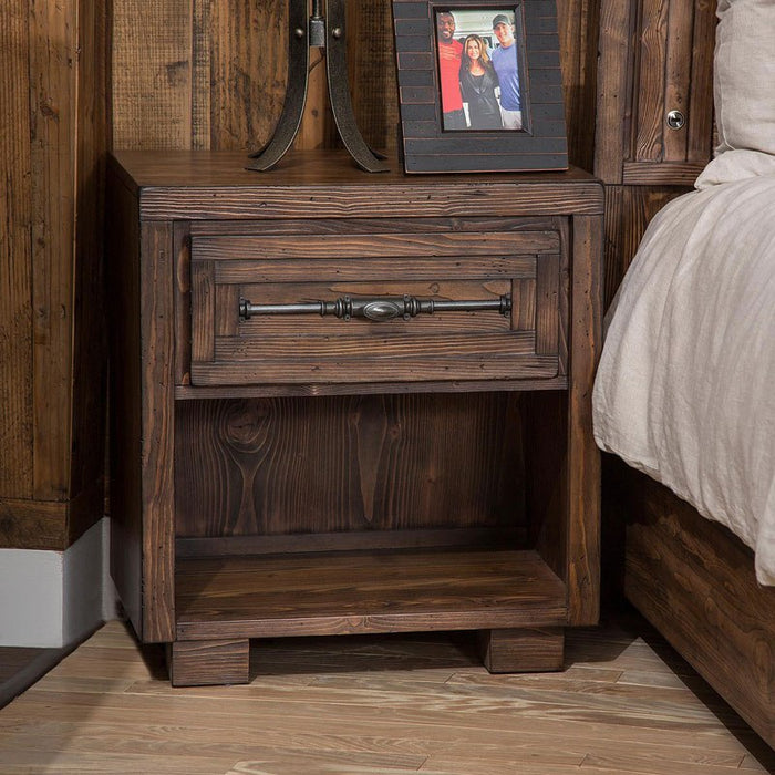 Aico Carrollton One Drawer Nightstand in Rustic Ranch
