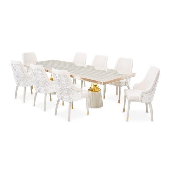 AICO Furniture Carmela Rectangular Dining Table in Shimmer Ivory