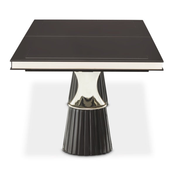 AICO Furniture Carmela Pedestal Dining Table in Glossy Charcoal Sand