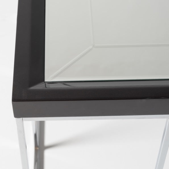 AICO Furniture Carmela End Table in Glossy Charcoal Sand