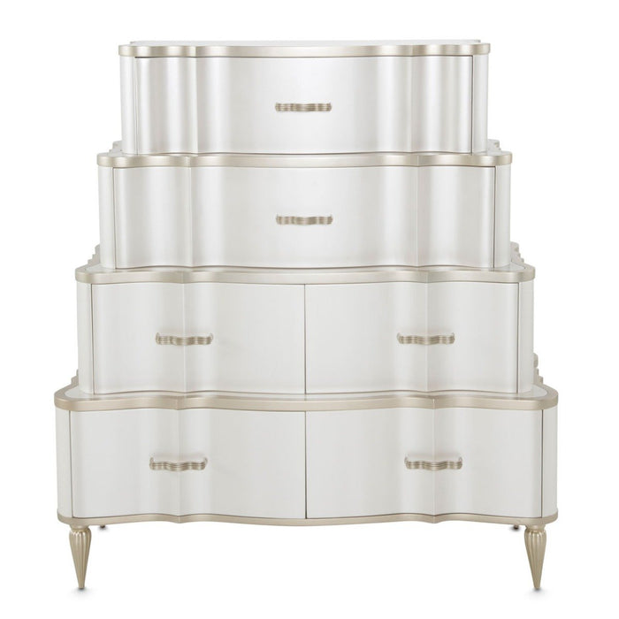 AICO London Place Tiered 6-Drawer Chest in Creamy Pearl