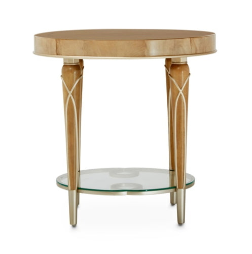 AICO Villa Cherie End Table in Caramel