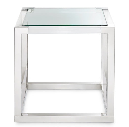 AICO Furniture State St. Square End Table in Stainless Steel